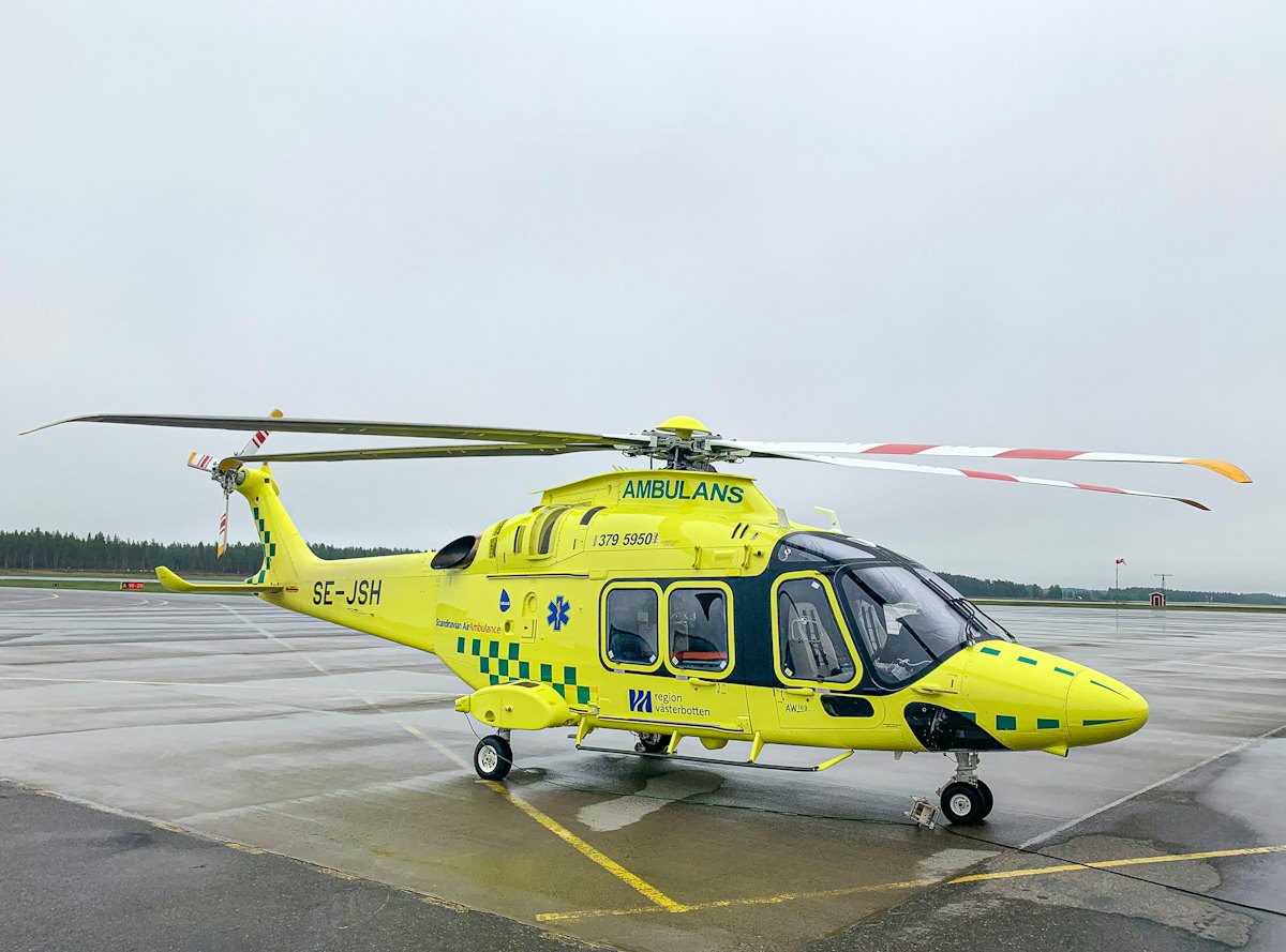 Air ambulance helicopter ready for departure