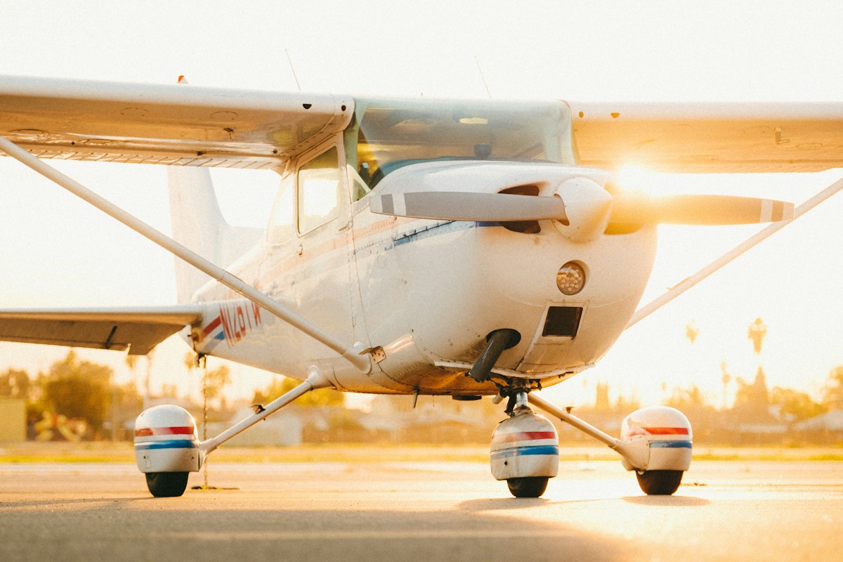 Training aircraft at golden hour